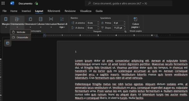 Come ruotare le pagine su Word Online