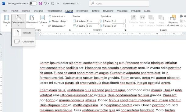 Ruotare tutte le pagine di un file Word