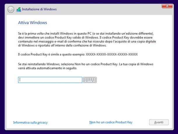 Come attivare Windows 10 con product key