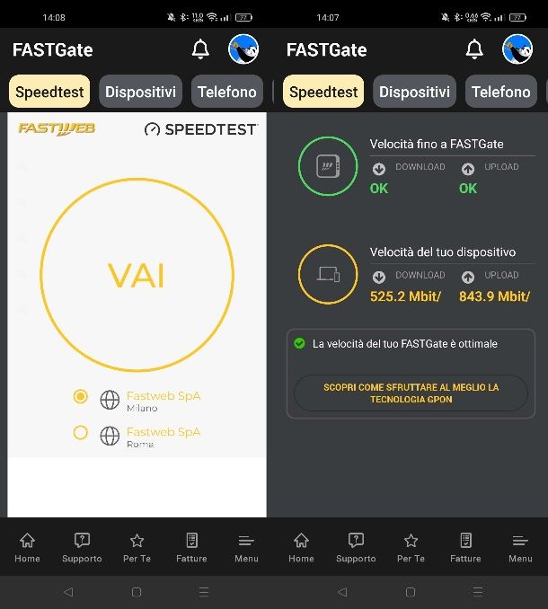 Speed Test Fastweb mobile