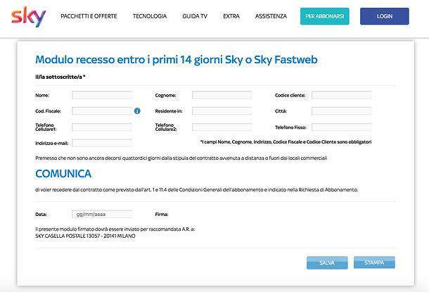 Modulo disdetta Sky PDF | Salvatore Aranzulla