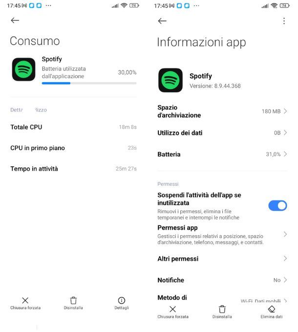 Controllo batteria Android