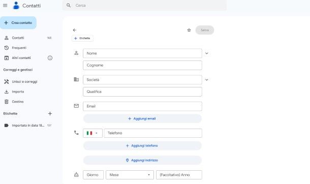 Come salvare contatti su Gmail da computer