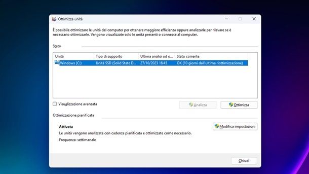 Ottimizzare il disco SSD