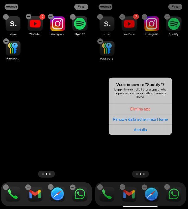 Disinstallare Spotify iOS