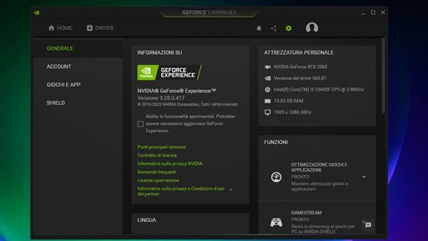 NVIDIA GeForce Experience Scheda video