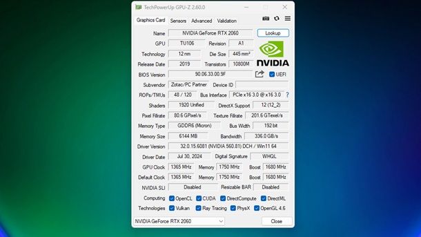 GPU-Z TechPowerUp scheda video