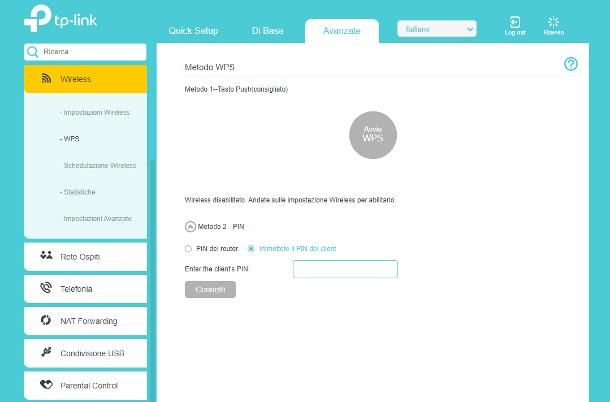 Come immettere il PIN nel router wireless