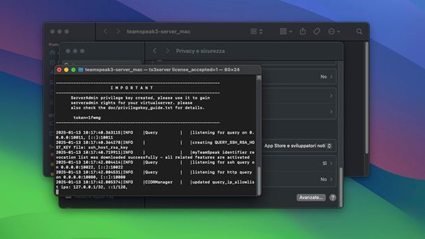 Server TeamSpeak creato macOS