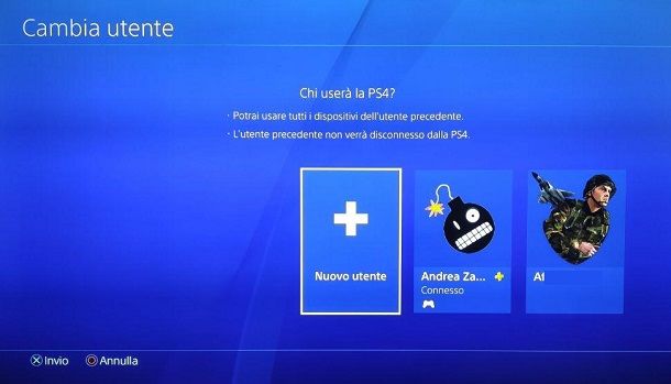 Creare un account secondario PS4