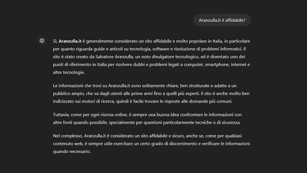 ChatGPT identità sito