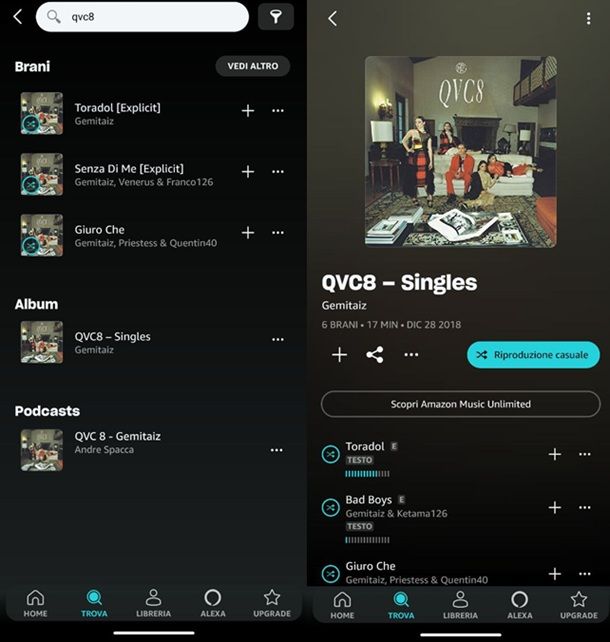 Altri servizi di streaming Amazon Music