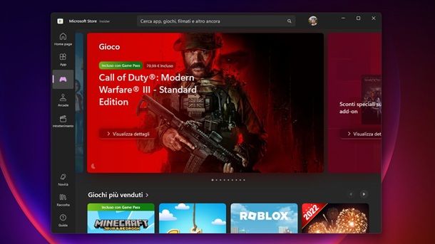 Giochi gratis Microsoft Store Windows 11