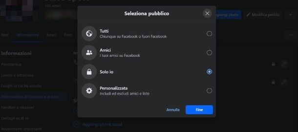 Come nascondere il numero di telefono su Facebook da computer