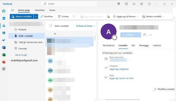 Come funziona la rubrica di Outlook