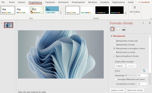 Come mettere immagine sfondo PowerPoint