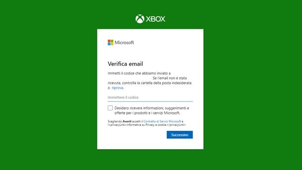 Account Xbox verifica email PC