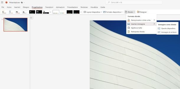 Come mettere immagine sfondo PowerPoint