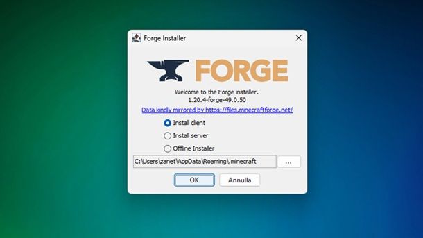 Installazione strumento Forge Minecraft