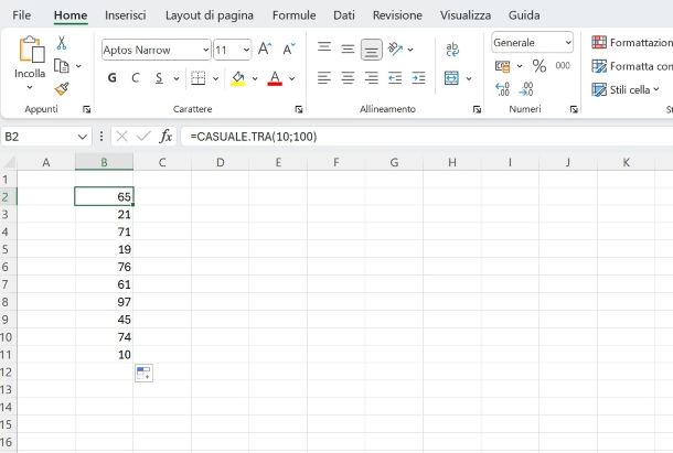 Come sorteggiare su Excel