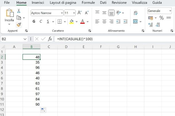 Come sorteggiare su Excel