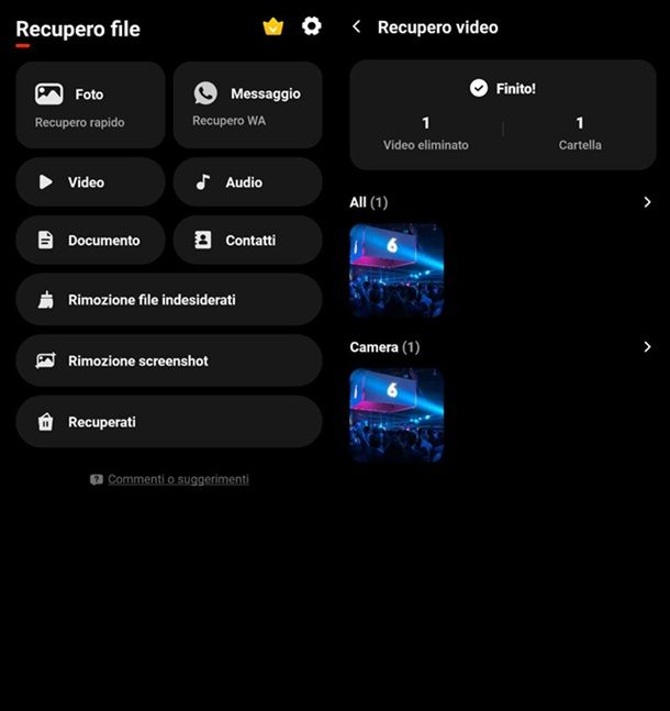 Recupero foto recupero video app