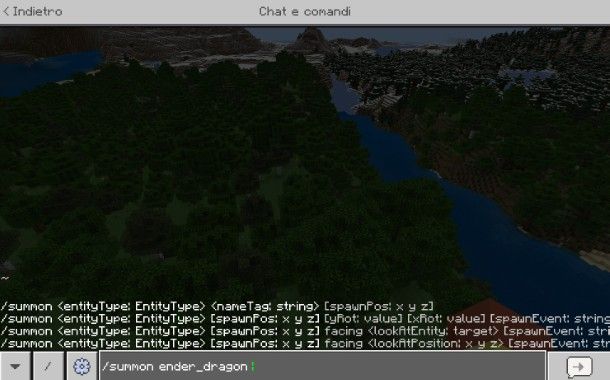 Evocare Ender Dragon su Bedrock Edition