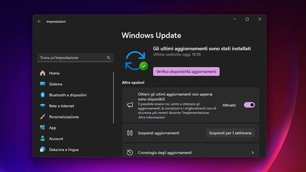 Aggiornamento Windows Update Windows 11