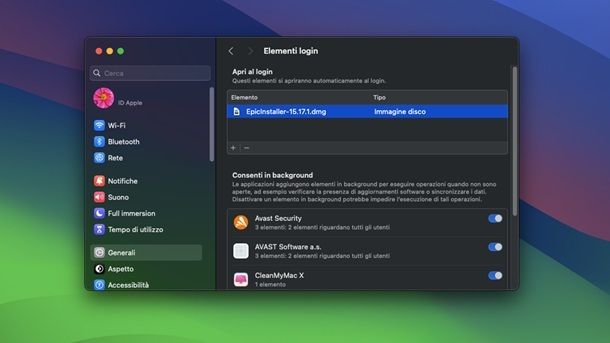 Elementi di login macOS