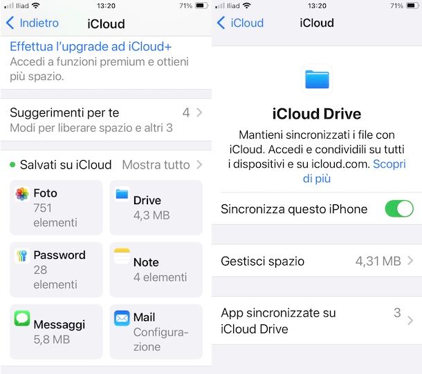 Sincronizzare documenti su iCloud