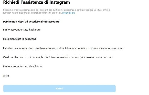 Recuperare password Instagram rubata