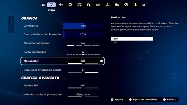 Impostazioni grafica Fortnite PS4