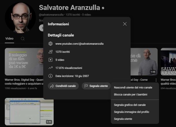 Segnalare canale YouTube