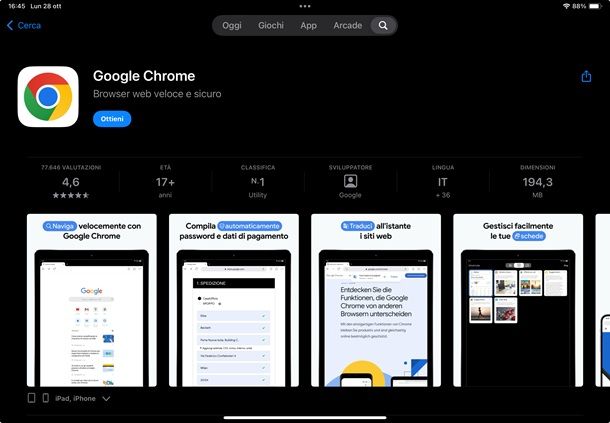 Come scaricare Chrome su iPhone e iPad