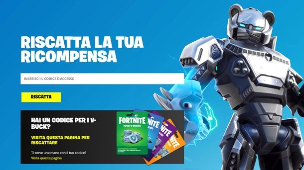 Come riscattare codice 16 cifre Fortnite