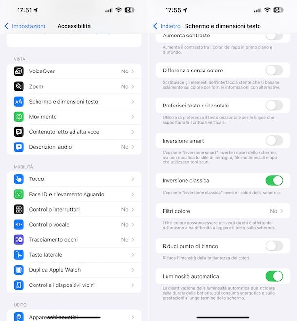 Inversione colori iOS