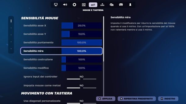 Sensibilità mira Fortnite