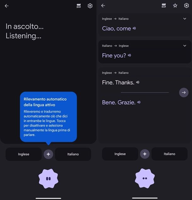 Google Traduttore app Android Conversazione