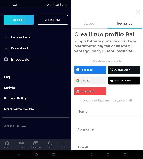 Come si fa a registrarsi a RaiPlay da Android e iOS