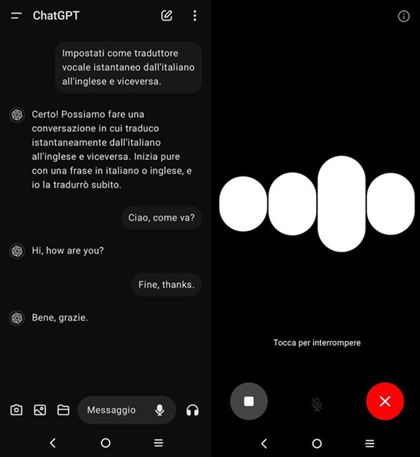 ChatGPT Traduttore vocale istantaneo