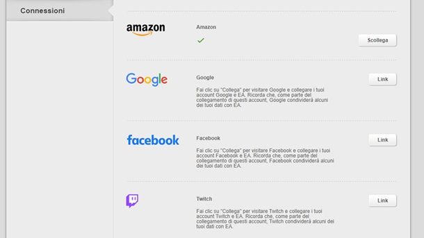 Collegamento account EA Twitch