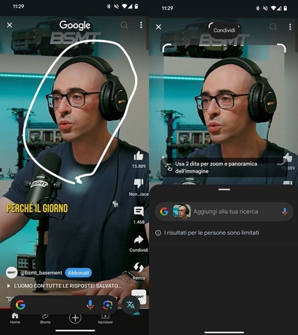 Cerchia e Cerca copia immagine Android