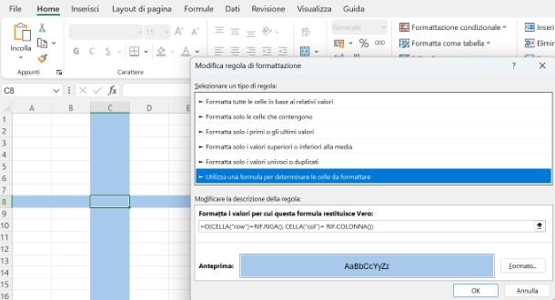 Come evidenziare celle selezionate Excel