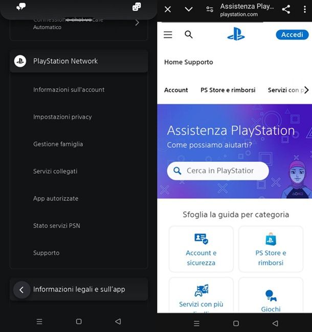 Come contattare Sony PlayStation App Supporto