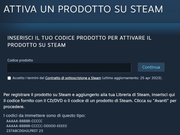 Come riscattare codice Steam da browser