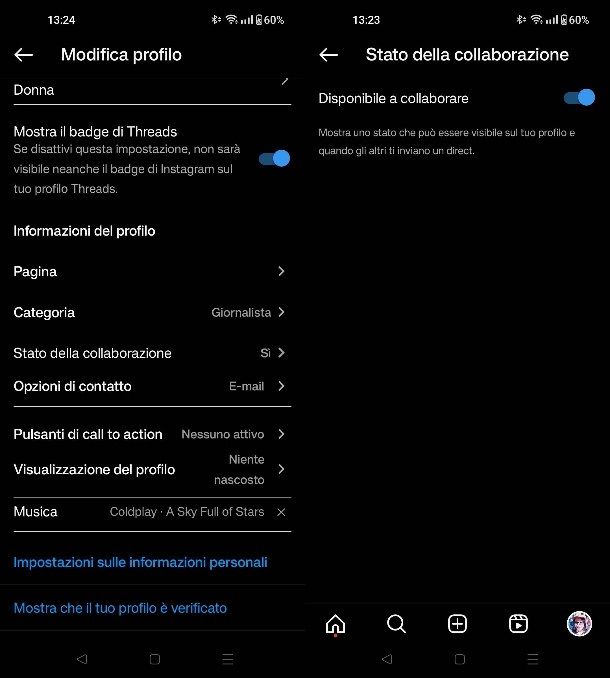 Attivare lo stato di collaborazione su Instagram