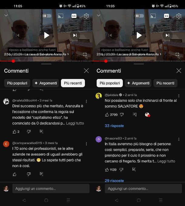 Come vedere i commenti su YouTube da telefono