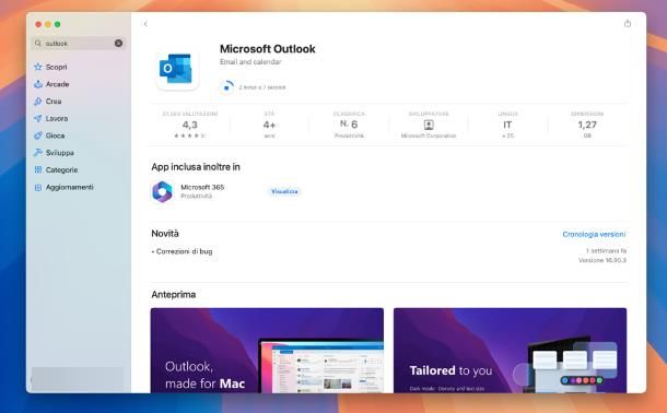 Come scaricare Outlook gratis: Mac App Store