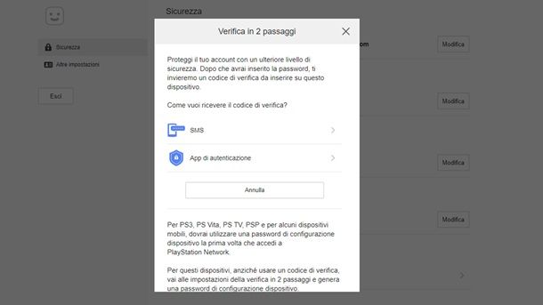 Opzioni 2FA PlayStation 4