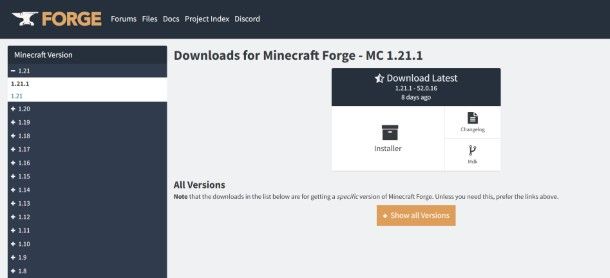 Come installare Minecraft Forge